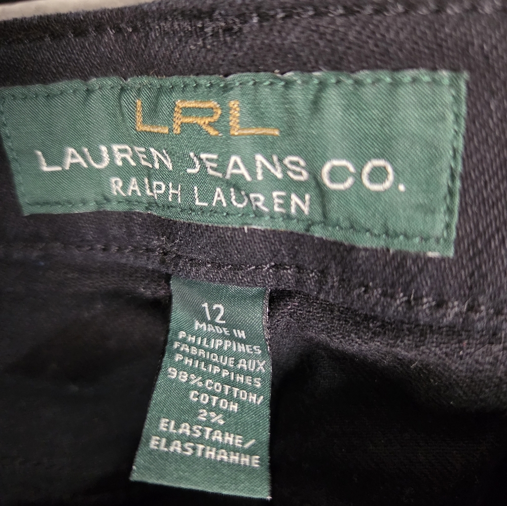 Lauren Ralph Lauren Black Jeans with 4-Buttons on Bottom Sides of Legs, Size 12 - Picture 7 of 7